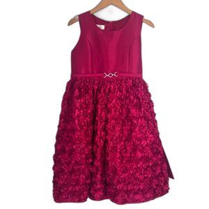 American Princess Dark Pink Satin Bodice Rose Skirt Tie Waist GIRLS Size 16.5